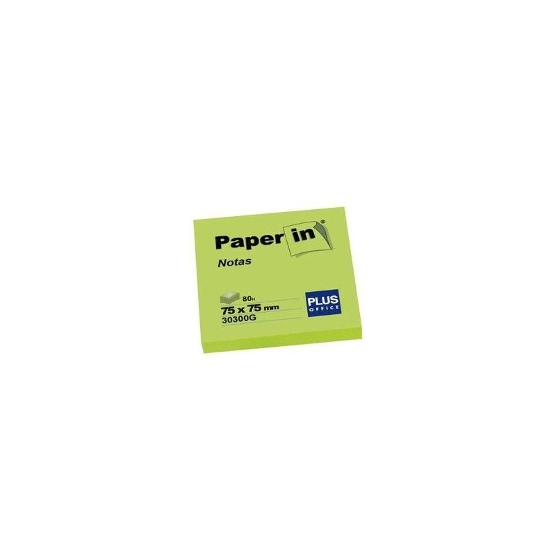 NOTA ADH. PAPER-IN 75X75 100H VERDE NEON