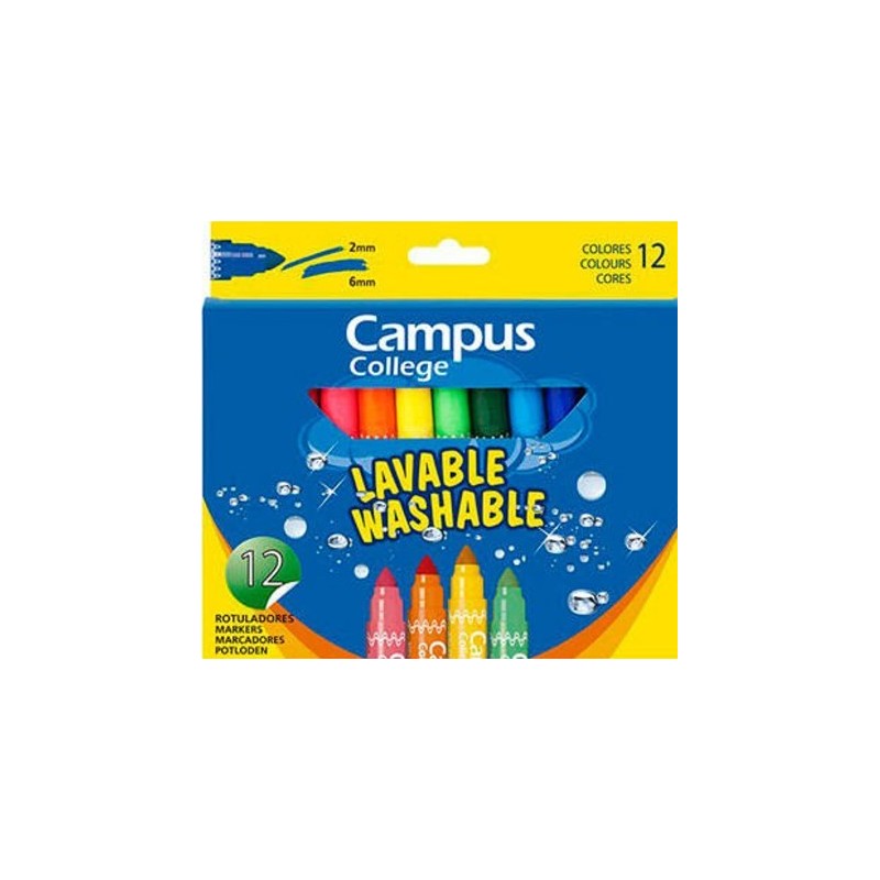 ROTULADOR CAMPUS JUMBO LAVABLE 12 COLORES