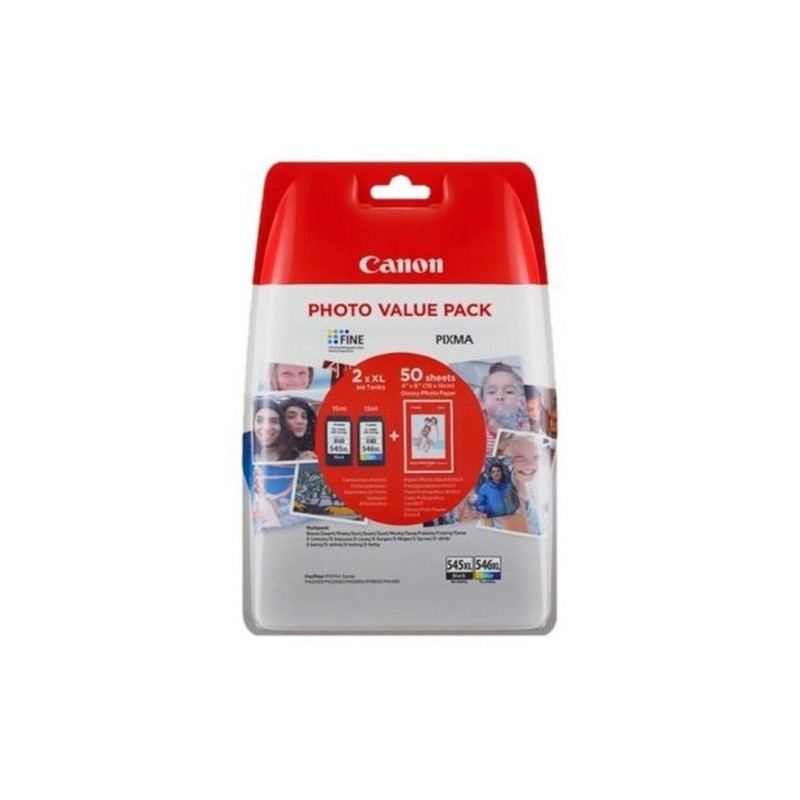 CANON PG545 NEGRO + CL546 COLOR PACK 50 HOJAS