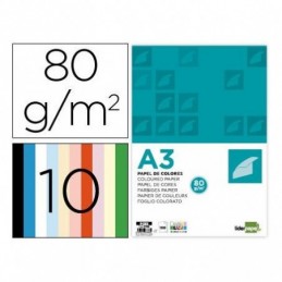 PAPEL A3 LIDERPAPEL 80GR/M2 10 COLORES 100 HOJAS