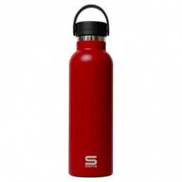 BOTELLA TERMO EXTERIOR GOMA METAL 600ML ROJO