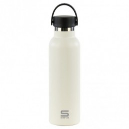 BOTELLA TERMO EXTERIOR GOMA METAL 600ML BLANCA