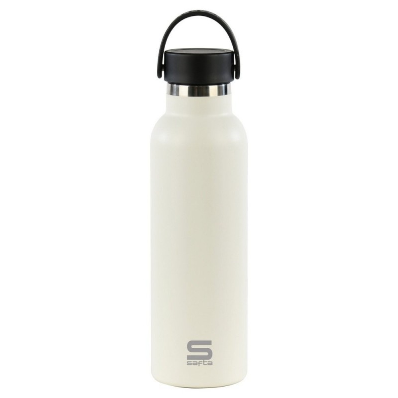 BOTELLA TERMO EXTERIOR GOMA METAL 600ML BLANCA