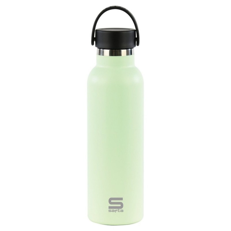 BOTELLA TERMO EXTERIOR GOMA METAL 600ML VERDE CLAR