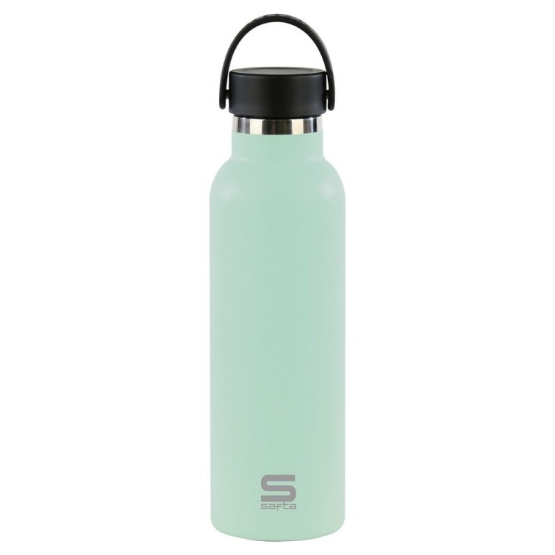 BOTELLA TERMO EXTERIOR GOMA METAL 600ML VERDE PAST