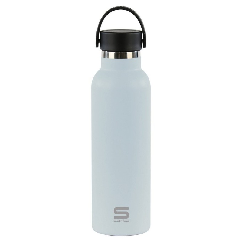 BOTELLA TERMO EXTERIOR GOMA METAL 600ML AZUL PASTE