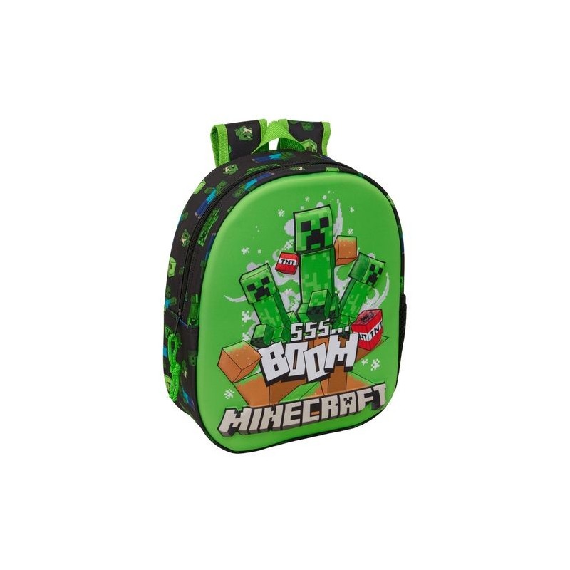 MOCHILA GUARDERIA 3D MINECRAFT REDONDA 33x25